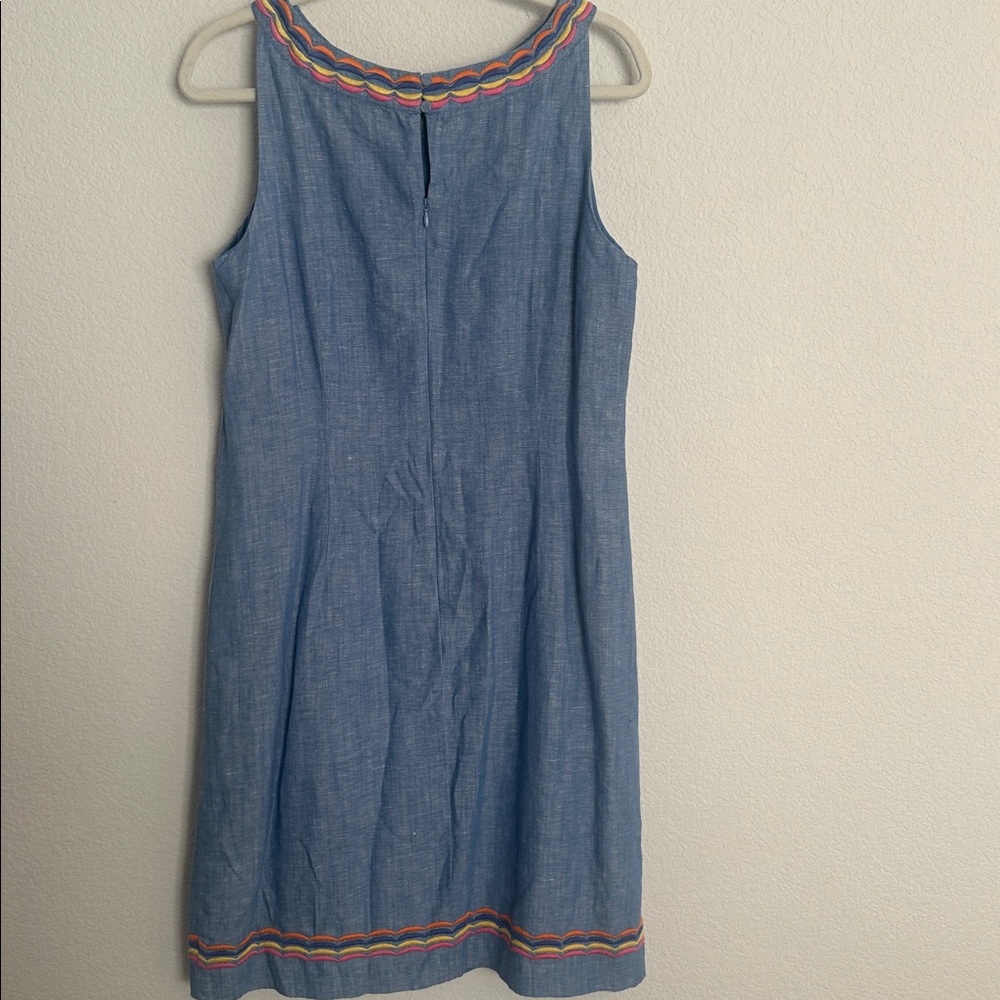 TALBOTS chambray scalloped embroidery shift dress 10 - Picture 6 of 7